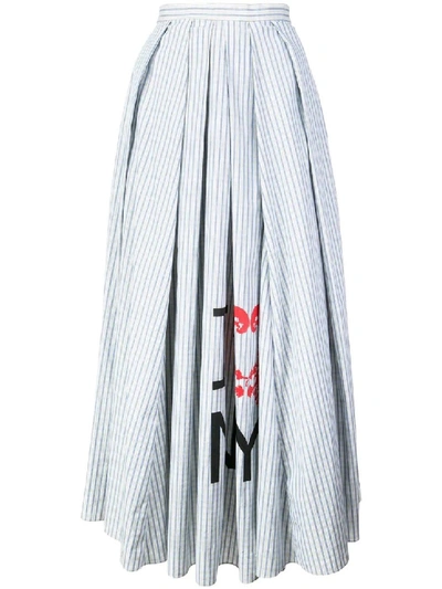 Shop Rosie Assoulin Striped Flared Midi Skirt In White