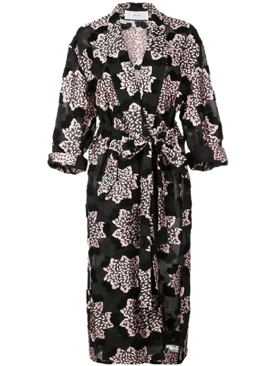 Shop Julien David Printed Kimono Coat In Black