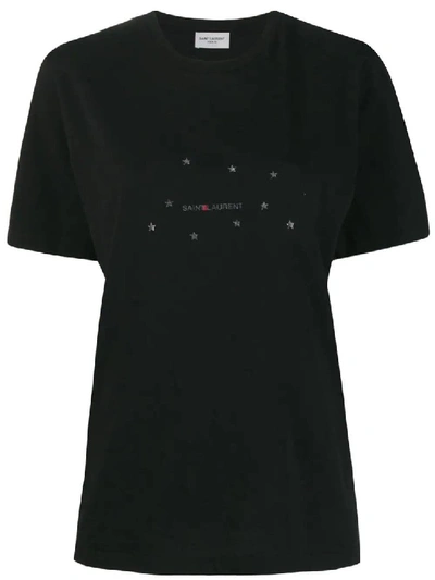 Shop Saint Laurent Constellation Logo Print T-shirt In Black