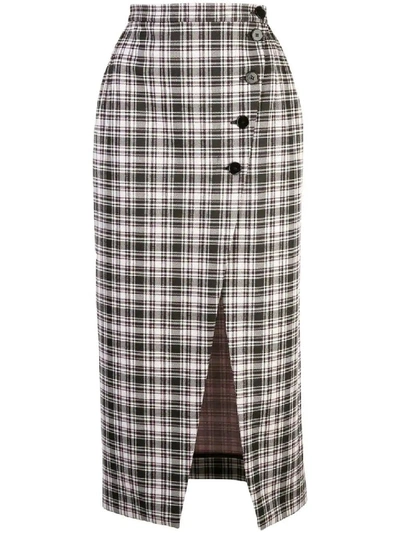 Shop Alexa Chung High-waist Plaid Skirt In Grey