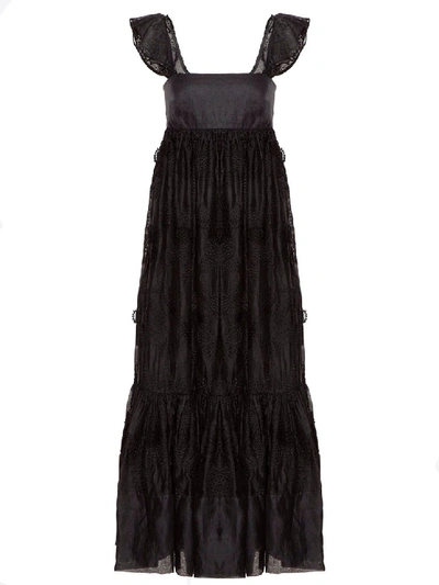 Shop Valentino Camelia Organdis Dress In Black