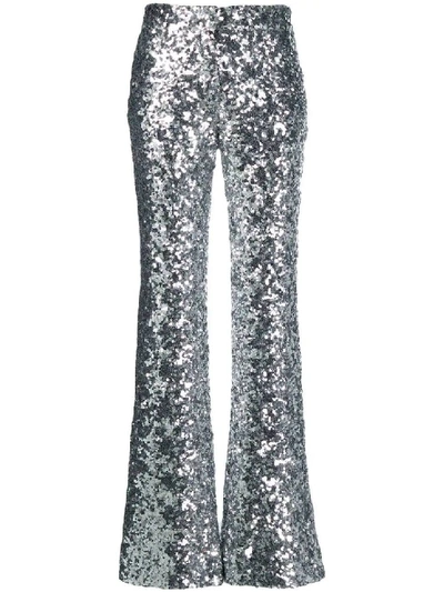 Shop Halpern Silver Sequin Trousers In Grey