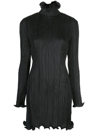 Shop Givenchy Ruffled Pleated Dress In Black