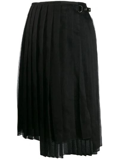 Shop Fendi Gonna Organza Skirt In Black