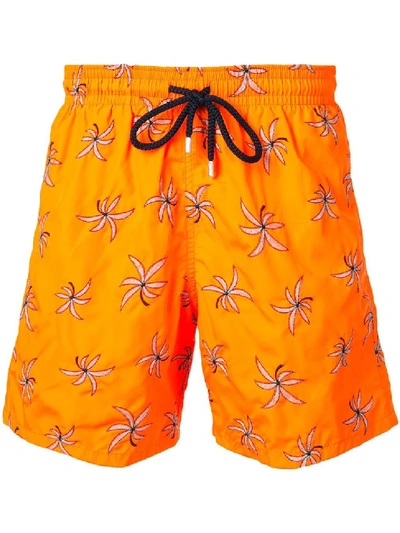 Shop Vilebrequin Floral Swim Trunks In Orange