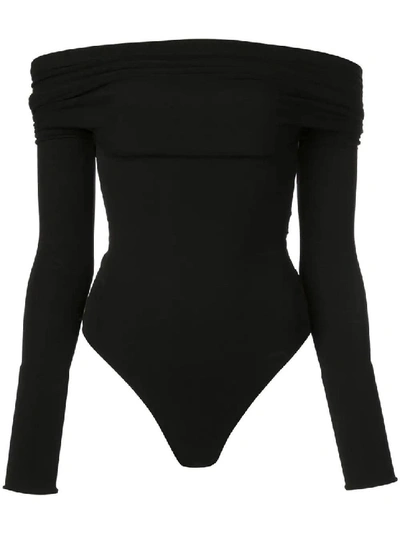 Shop Alexandre Vauthier Fitted Off-the-shoulder Bodysuit In Black