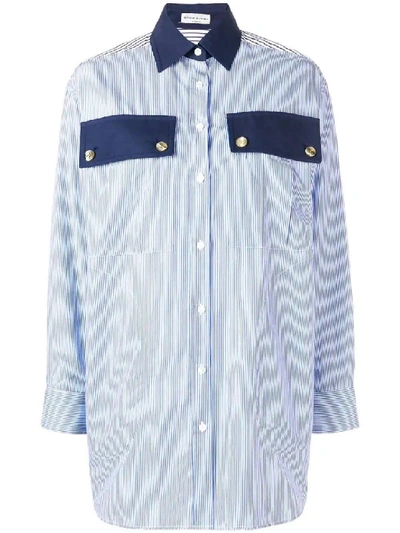 Shop Sonia Rykiel Blue Classic Striped Shirt In Silver