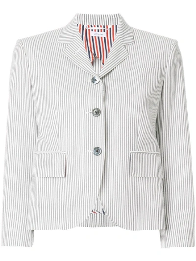 Shop Thom Browne Striped Short Blazer In White