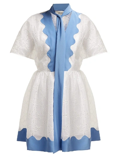 Shop Valentino Cotton Eyelet Dress In White
