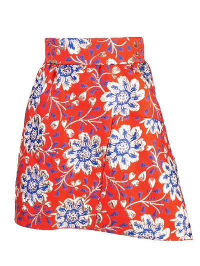 Shop Maison Rabih Kayrouz Floral Jacquard Mini Skirt In Red