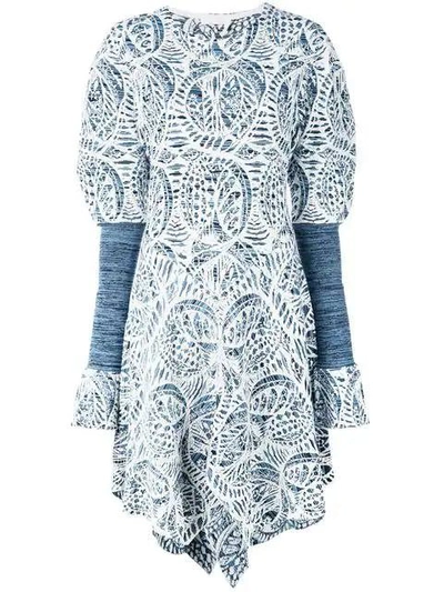 Shop Chloé Handkerchief Hem Dress In Grey