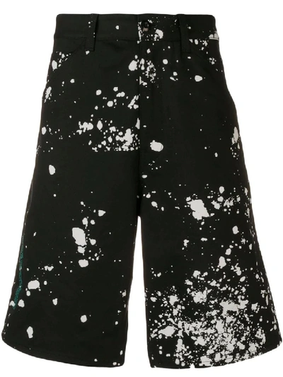 Shop Oamc Splatter Bermuda Shorts In Black