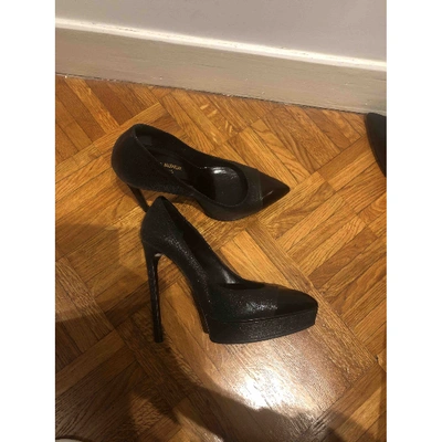 Pre-owned Saint Laurent Janis Black Leather Heels