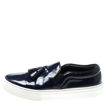 Pre-owned Celine Blue Patent Leather Trainers