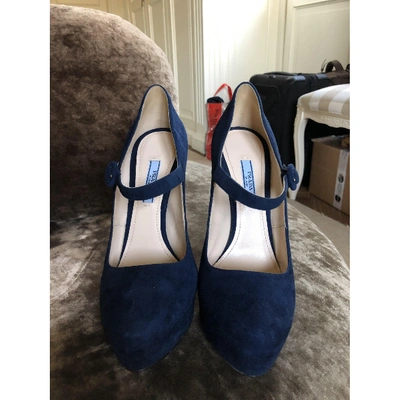 Pre-owned Prada Mary Jane Heels In Navy