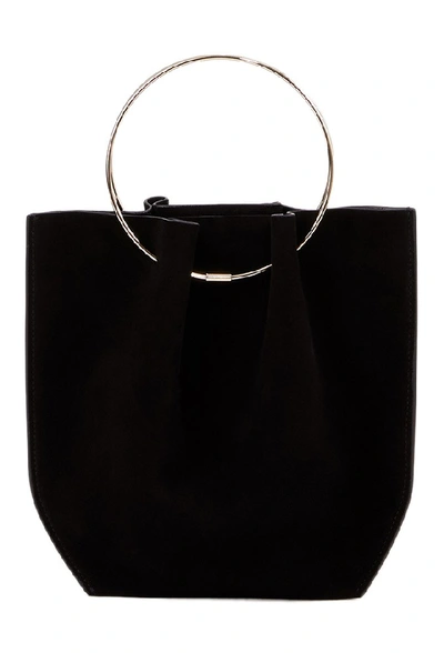 Shop The Row Suede Leather Bag 'flat Micro Circle' With Rings Black