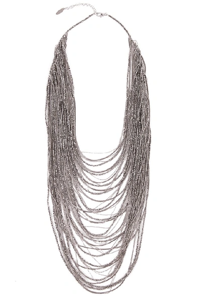 Shop Brunello Cucinelli Necklace Made Of Silver And Hematite