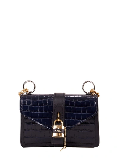 Shop Chloé Bag 'aby Crossbody' With Crocodile Pattern Full Blue