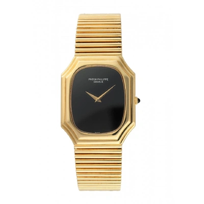 Shop Patek Philippe Black Onyx 3729 1 Yellow Gold Men's Watch In Not Applicable