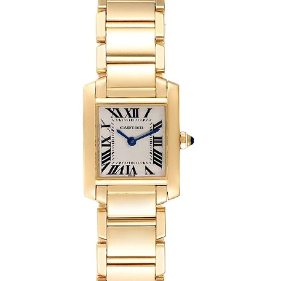 Shop Cartier Tank Francaise Yellow Gold Blue Hands Ladies Watch W50002n2 In Not Applicable