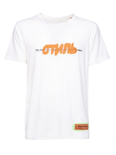 Shop Heron Preston Contrasting Graffiti Logo T-shirt In White