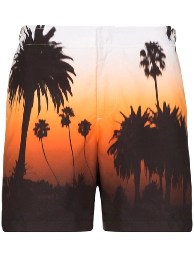 Shop Orlebar Brown Sunset Silhouette Swim Shorts In Orange