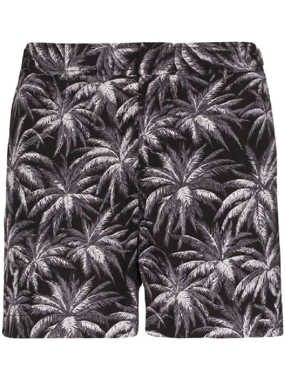 Shop Orlebar Brown Palm Tree Print Swim Shorts In Grey
