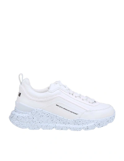 Shop Msgm Sneakers In White Leather And Fabric