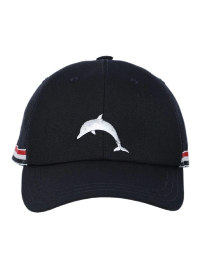 Shop Thom Browne Classic Baseball Cap With Dolphin In Black