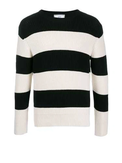 Shop Ami Alexandre Mattiussi Striped Crew Neck Sweater In Black