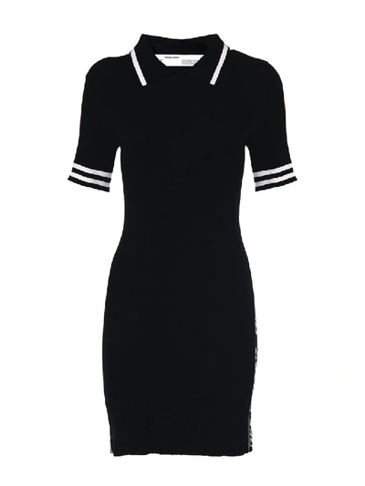 Shop Off-white Industrial Knit Polo Dress Black