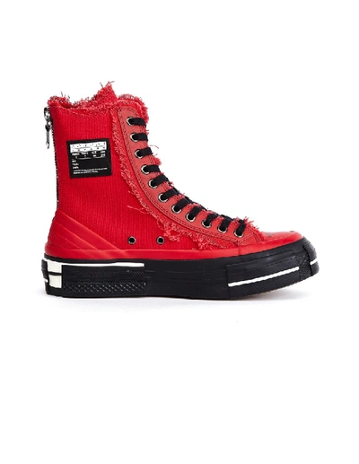 Shop Yohji Yamamoto Red Cotton High Top Sneakers