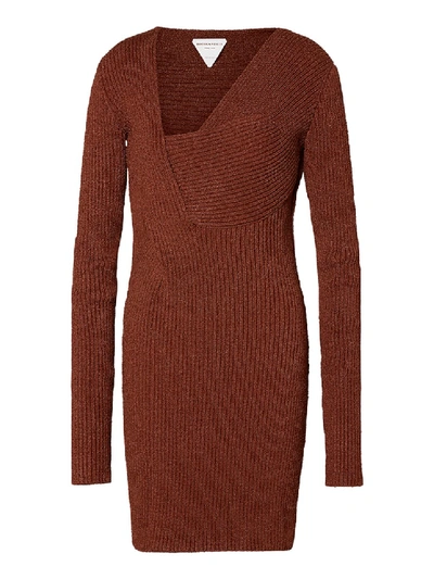 Shop Bottega Veneta Rust Sable Knit Dress In Brown