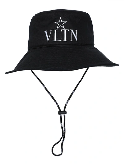 Shop Valentino Vltn Bucket Hat With Straps In Black