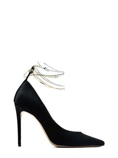 Shop Aldo Castagna Black Satin Swarovsky Pumps