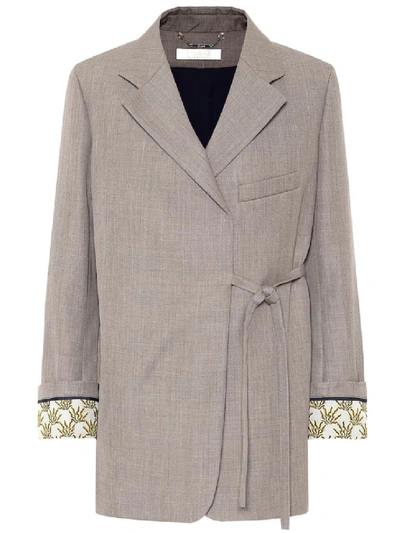 Shop Chloé Wrap-around Blazer Jacket In Grey