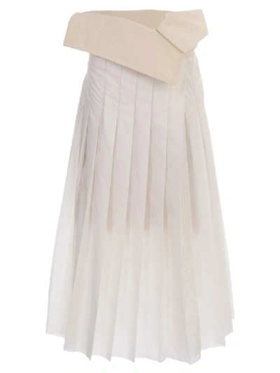 Shop Moncler Genius Plisse Long Skirt In White