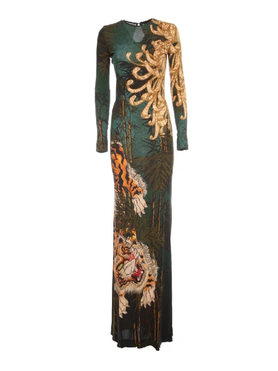 Shop Dsquared2 Dress Long Jungle Printing In Multicolor