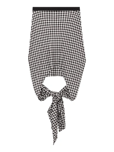 Shop Burberry Gingham Print Back Tie Skirt In Grey