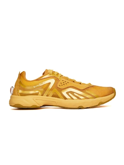 Shop Acne Studios Low-top Mesh Panel Sneakers In Yellow