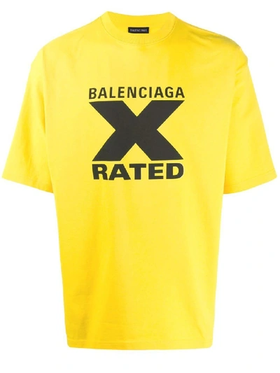 Shop Balenciaga Large Fit X Rated Shirt In Gold
