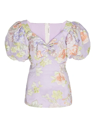 Shop Rodarte Lilac Floral Print Blouse In Grey