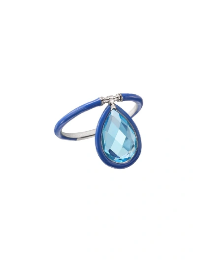 Shop Nina Runsdorf Blue Medium Enamel Flip Ring In Not Applicable