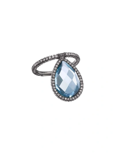 Shop Nina Runsdorf Large Light Blue Topaz Flip Ring In Not Applicable