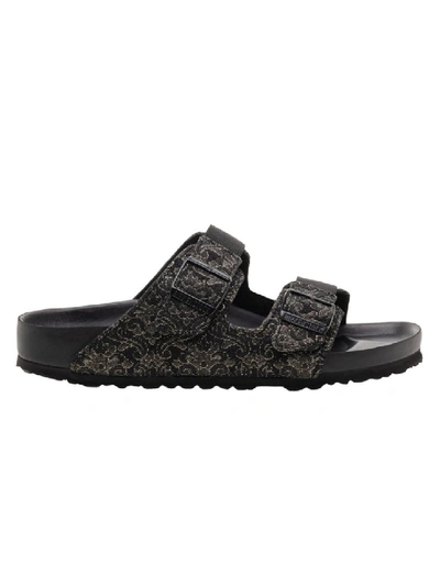 Shop Birkenstock Arizona Brocade Sandals In Black