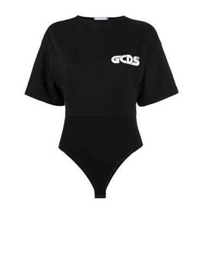 Shop Gcds Black Bodysuit With 'gilda Tee Body' Logo