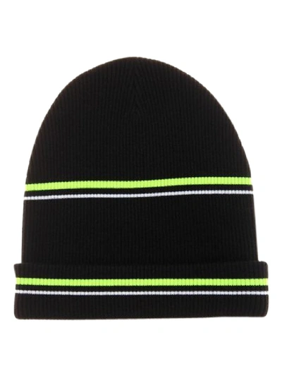 Shop Alexander Wang T Striped Wool Beanie Hat In Black