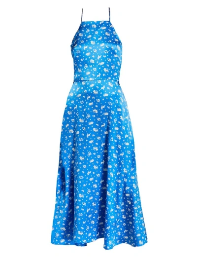 Shop Hvn Reece Halter Dress, Turquoise Zodiac In Blue