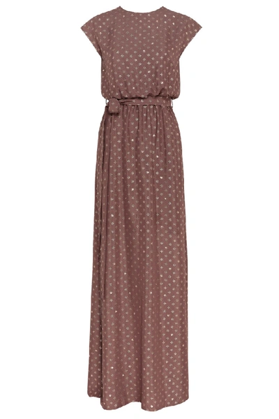 Shop Amal Al Raisi Embroidered Dress In Brown