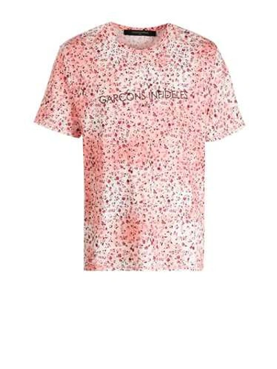 Shop Garcons Infideles Pink 'floral Print' T-shirt